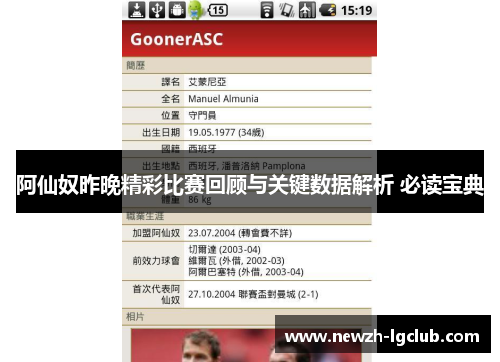 阿仙奴昨晚精彩比赛回顾与关键数据解析 必读宝典 阿仙奴昨晚精彩比赛回顾与关键数据解析 必读宝典